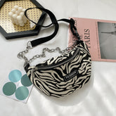 Stylish Zebra-Patterned Belt Bag with Adjustable Strap