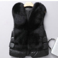 Plush Faux Fur Trim Quilted Puffer Vest