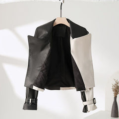 Colorblock Leather Jacket - Stylish & Chic