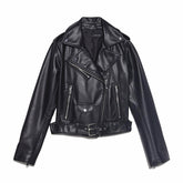 Cropped Moto Jacket with Zipper Details