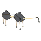 Whimsical Cloud-Shaped Sunglasses with Dangling Charms