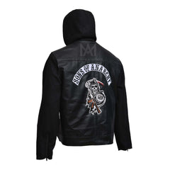 Men's Biker Motorcycle SOA Hooded Leather Jacket - Stylish & Edgy Outerwear
