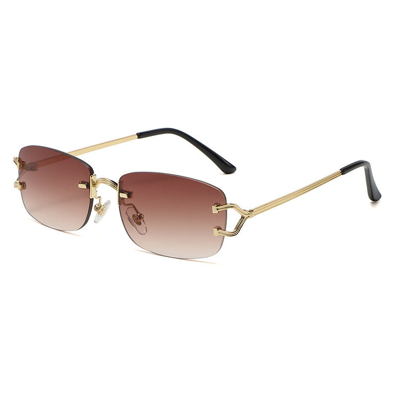 Chic Rimless Geometric Sunglasses with Sleek Metal Frames