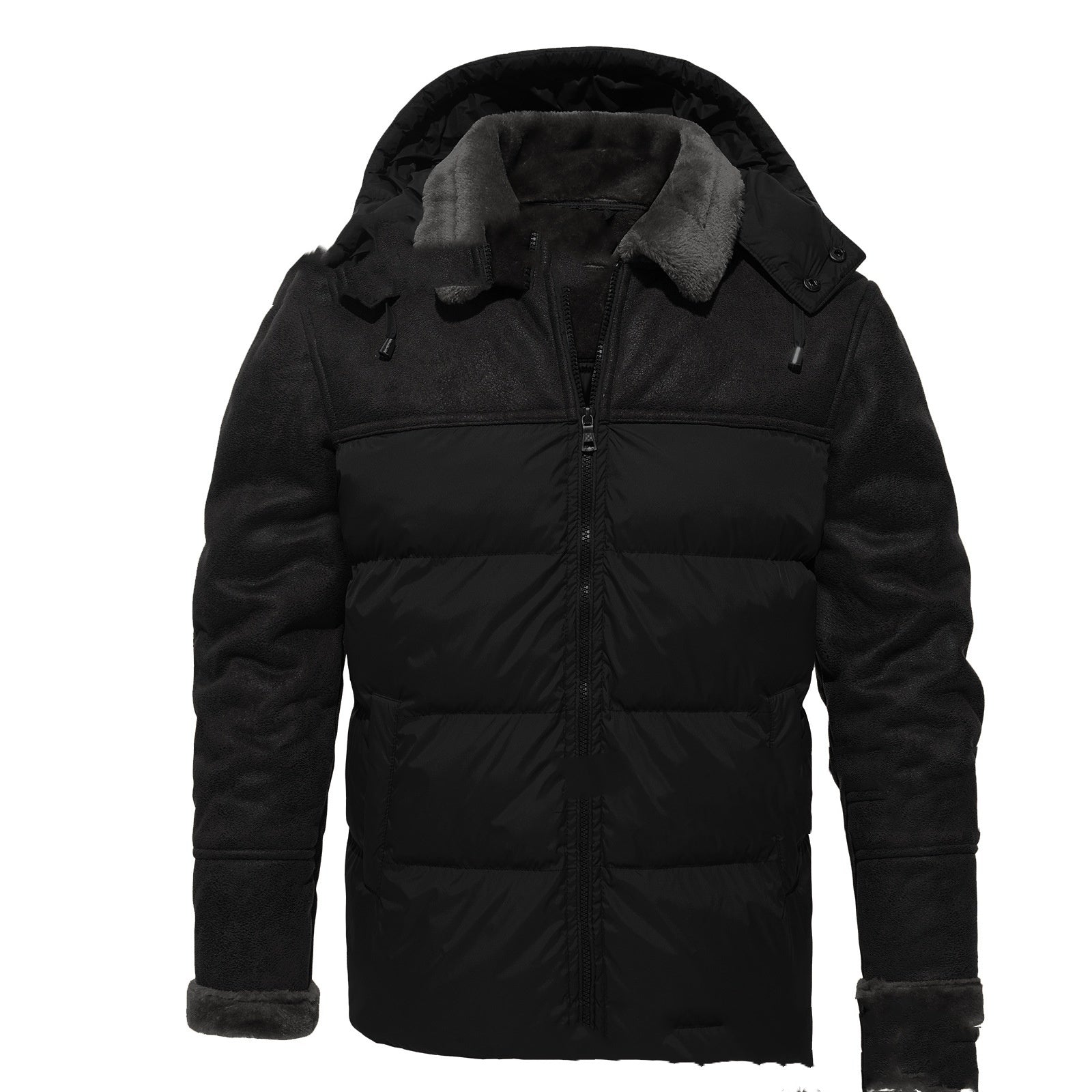 Men's Polyester Puffer Jacket - Winter Warmth & Style