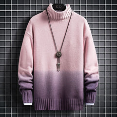 Oversized Turtleneck Ombre Knit Sweater