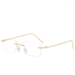 Stylish Gold-Tone Rimless Square Eyeglasses with Gradient Lenses