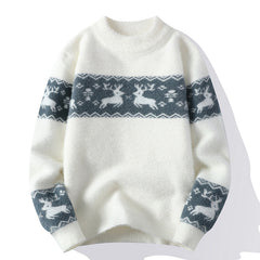 Cozy Deer Pattern Knit Pullover Sweater