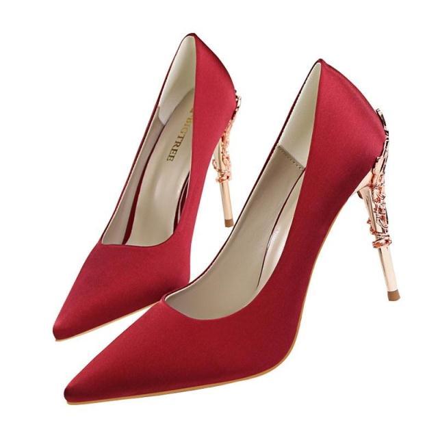 Enchanting Satin Heels with Ornate Accents: Elegant Evening Style