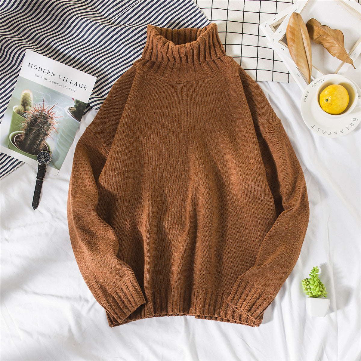 Cozy High-Neck Knit Sweater