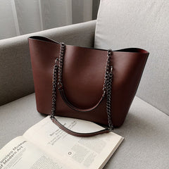 Leather Tote bag - Women's PU leather One Shoulder Handbag