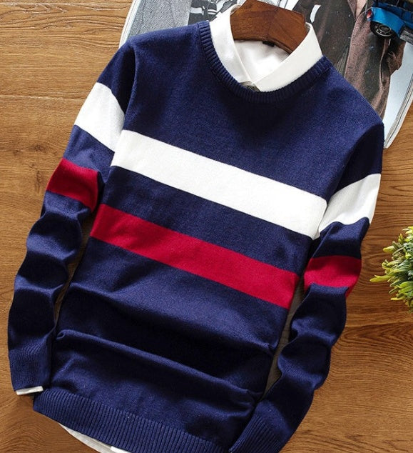 Men's Striped Sweater - Cozy & Stylish Fall Fashion