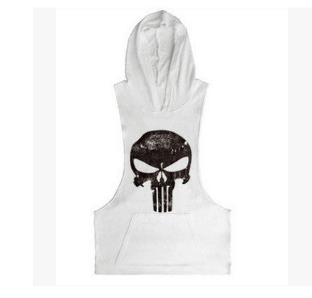 Gym Tank Top Hoodie – Men's Skull Graphic Training Hoodie