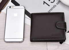 High-Quality Genuine Leather Bifold Wallet with Snap Closure