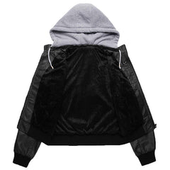 Stylish Faux Leather Jacket - Women's Hooded