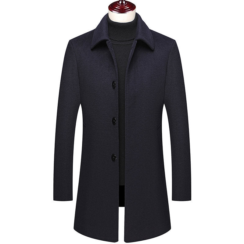 Men's Slim-Fit Wool Blend Overcoat - Classic Winter Outerwear