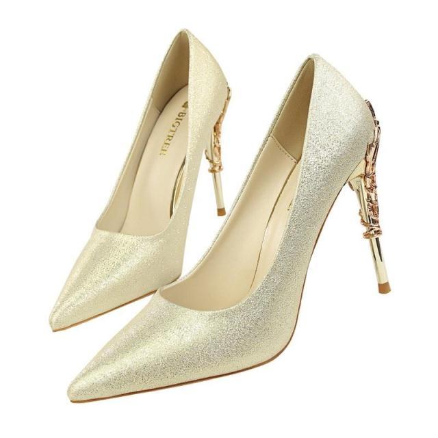 Enchanting Satin Heels with Ornate Accents: Elegant Evening Style