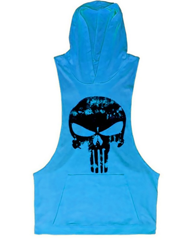 Gym Tank Top Hoodie – Men's Skull Graphic Training Hoodie