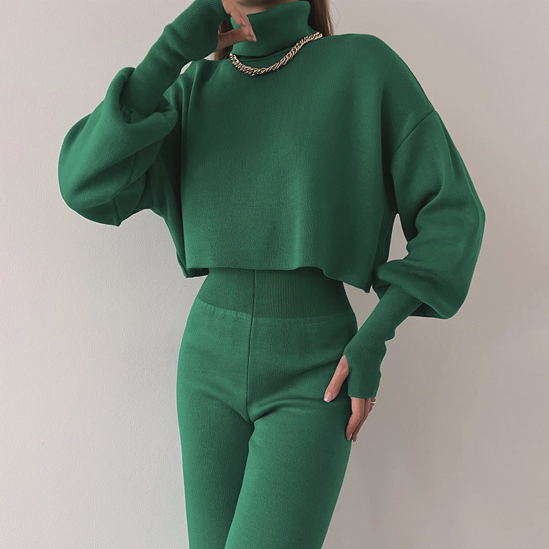 Stylish Puff Sleeve Sweater and Matching Pants Co-Ord Set