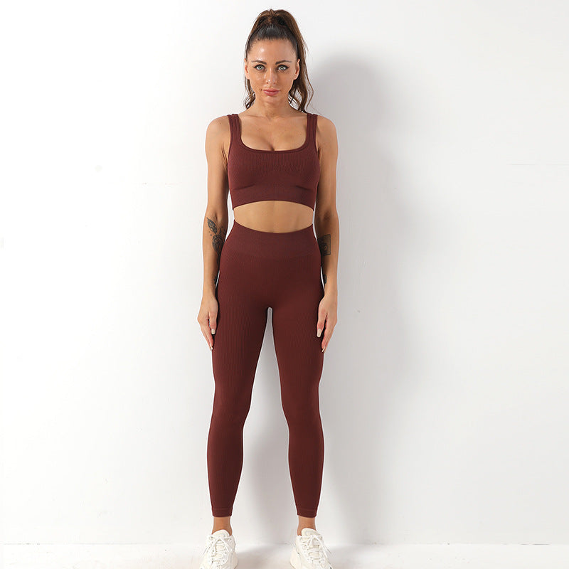 Seamless High-Waisted Workout Leggings and Sports Bra Set