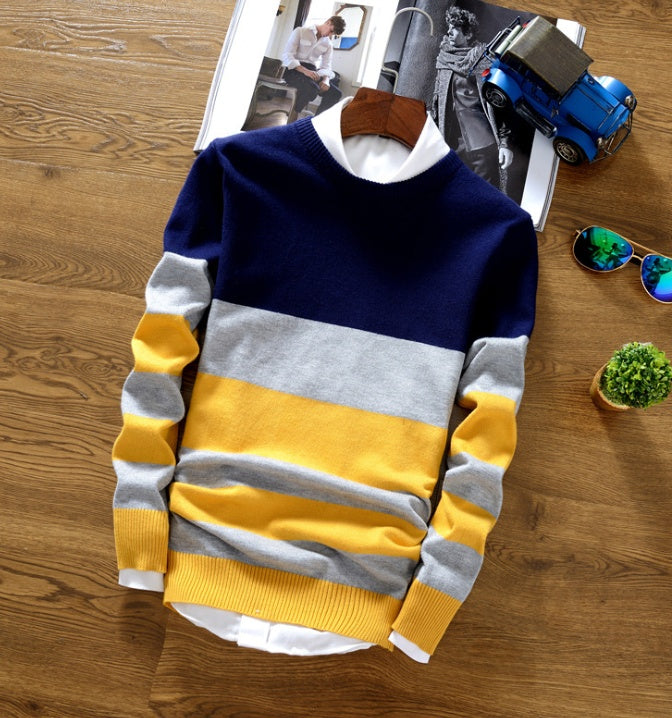 Men's Striped Sweater - Cozy & Stylish Fall Fashion