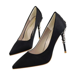 Enchanting Satin Heels with Ornate Accents: Elegant Evening Style