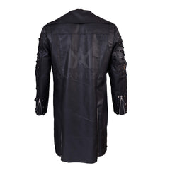 Black Leather Trench Coat - Steampunk Style