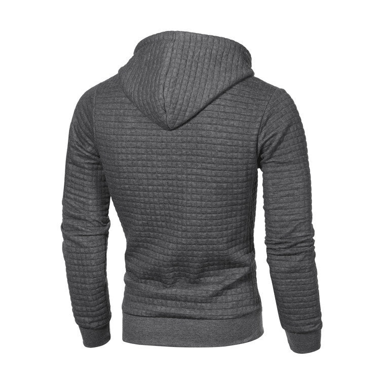 Quilted Texture Hooded Pullover Sweatshirt