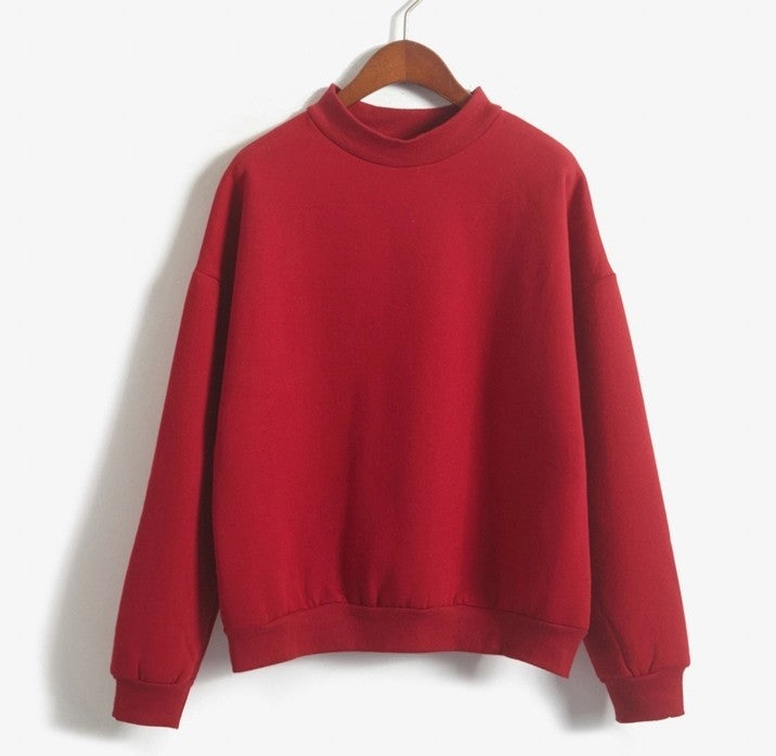 Cozy Oversized Mock Neck Pullover Sweatshirt