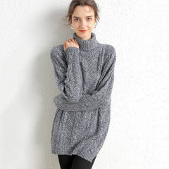 Cozy Oversized Knit Turtleneck Sweater Dress