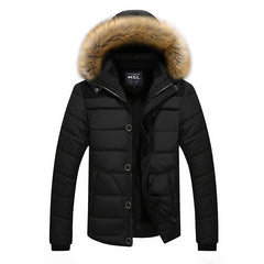 Men's Quilted Winter Parka - Faux Fur Hood, Multiple Pockets