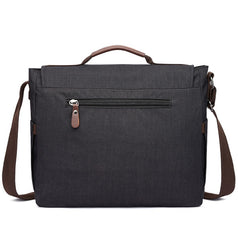 Versatile Messenger Bag with Linen-Look Fabric and Leather Accents