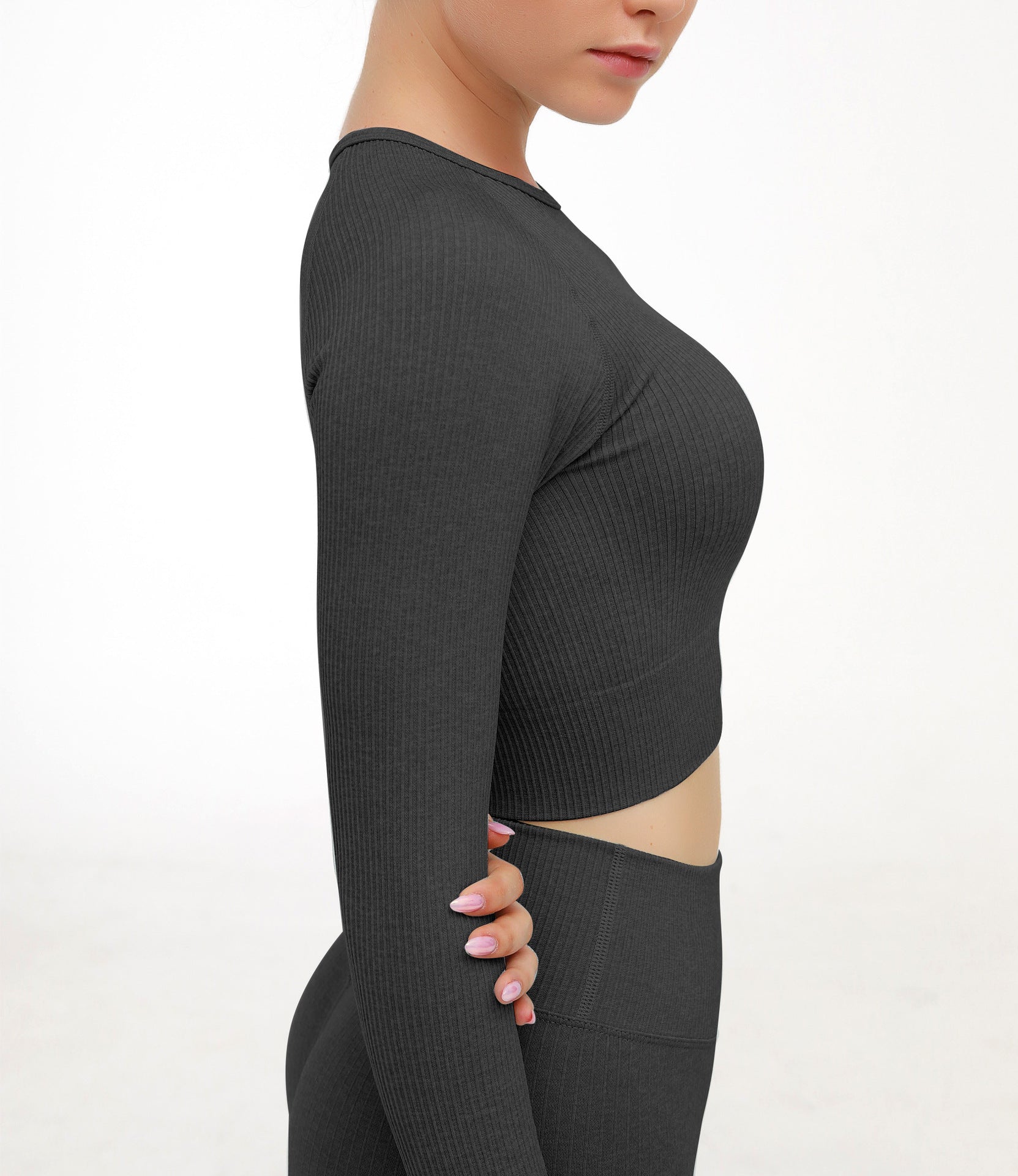 Seamless Ribbed Knit Crop Top and Legging Set