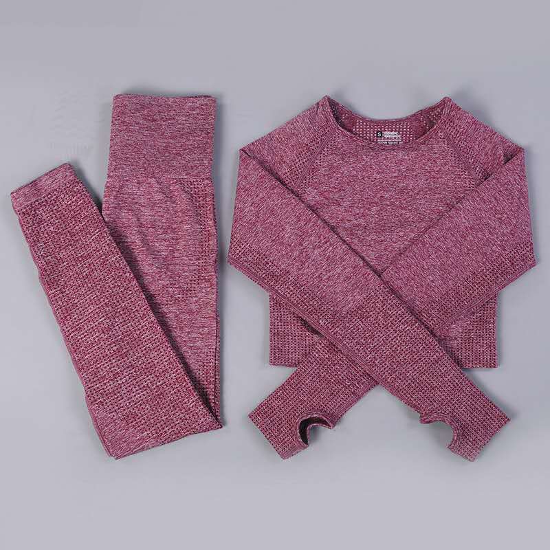 Cozy Seamless Knit Activewear Set with Raglan Sleeves