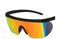 Sleek and Sporty Shield-Style Sunglasses with Wraparound Design