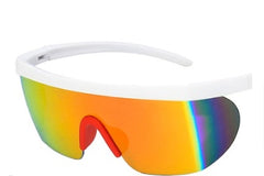 Sleek and Sporty Shield-Style Sunglasses with Wraparound Design