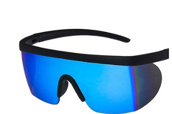 Sleek and Sporty Shield-Style Sunglasses with Wraparound Design