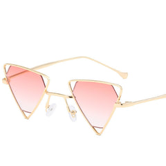 Stylish Triangular Sunglasses with Metallic Frame Design