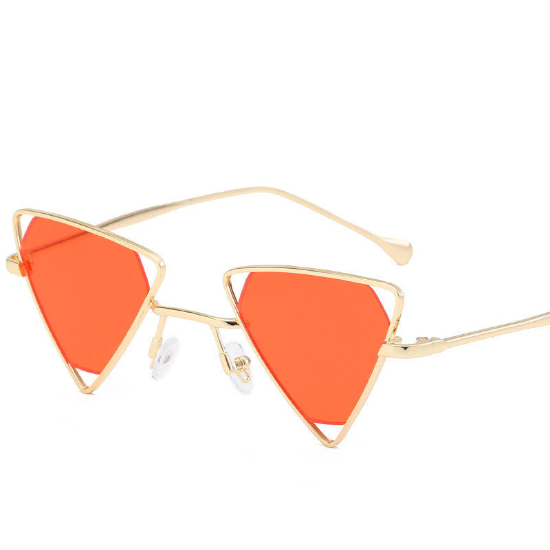 Stylish Triangular Sunglasses with Metallic Frame Design