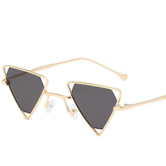 Stylish Triangular Sunglasses with Metallic Frame Design