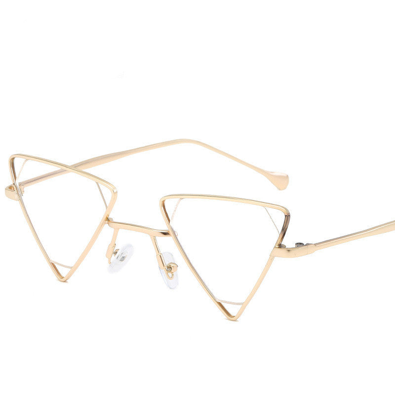 Stylish Triangular Sunglasses with Metallic Frame Design