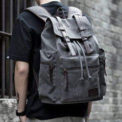 Rugged and Stylish Canvas Backpack with Leather Accents