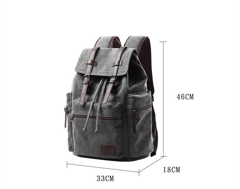 Rugged and Stylish Canvas Backpack with Leather Accents