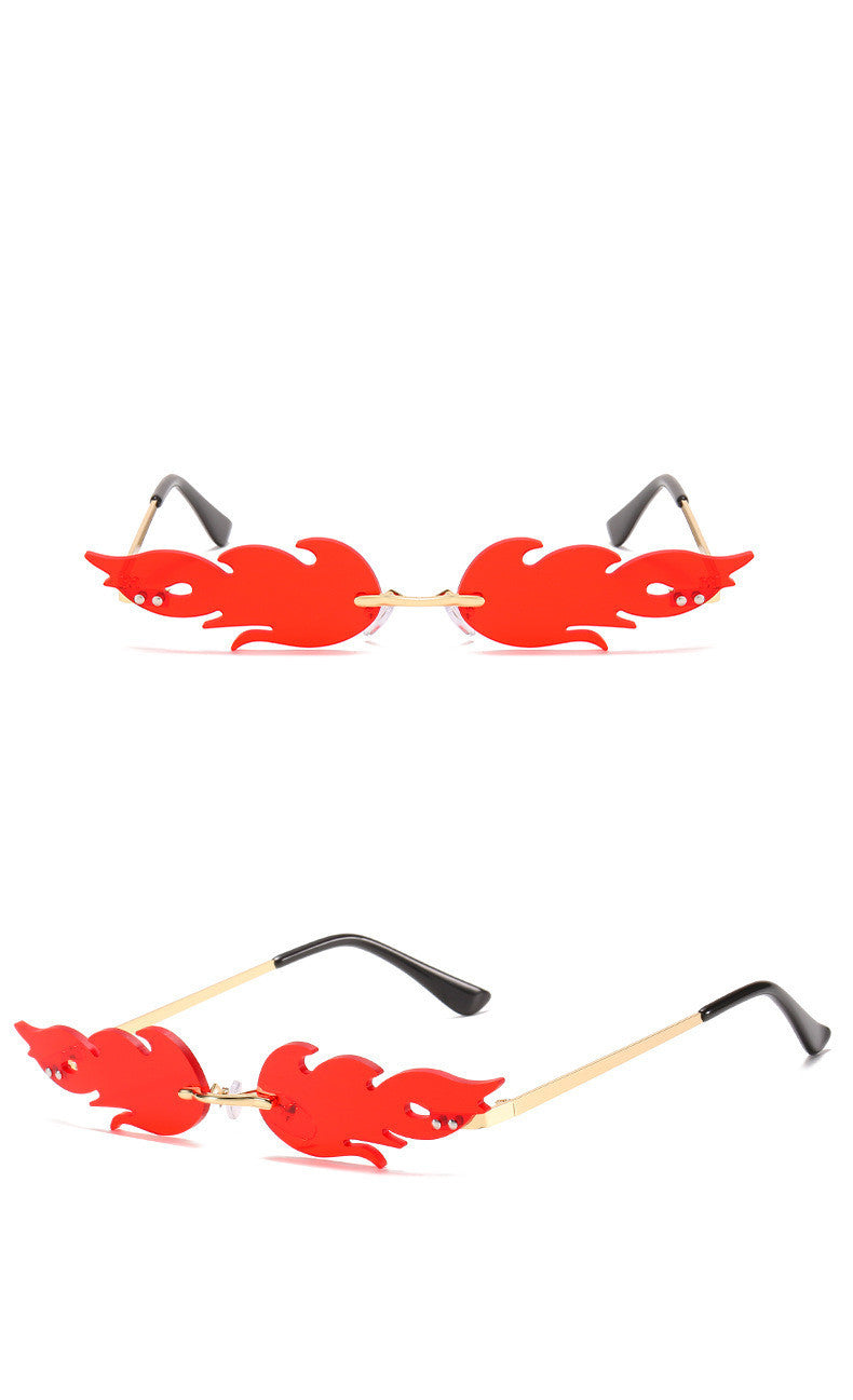 Whimsical Flame-Shaped Rimless Sunglasses