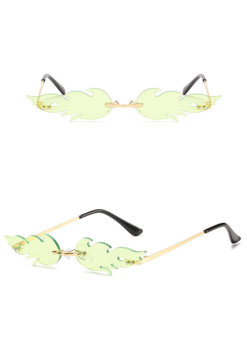 Whimsical Flame-Shaped Rimless Sunglasses