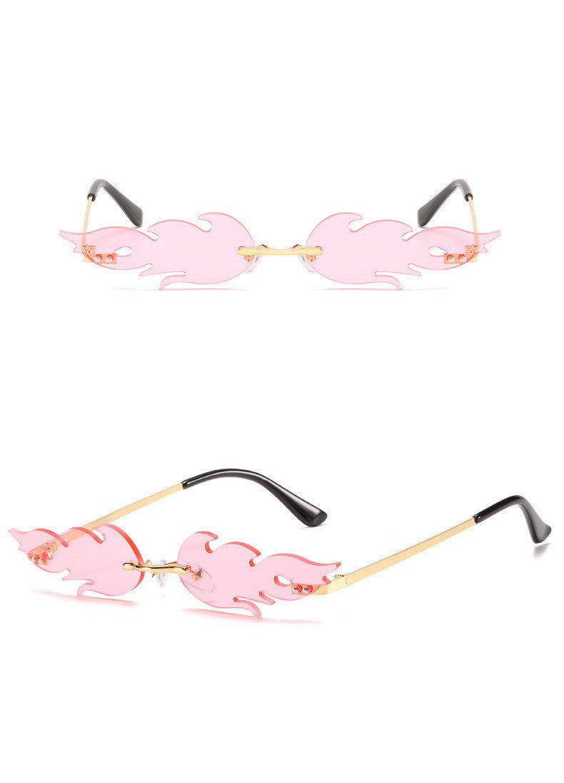 Whimsical Flame-Shaped Rimless Sunglasses