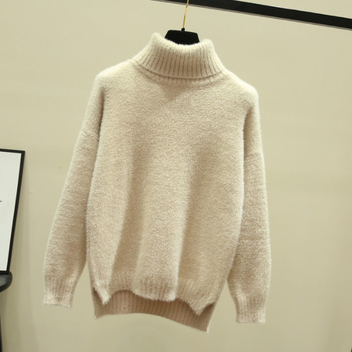 Women's Fuzzy Turtleneck Sweater - Soft & Cozy Winter Pullover