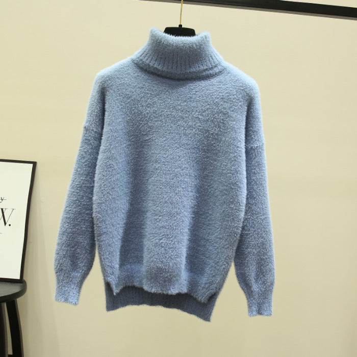 Women's Fuzzy Turtleneck Sweater - Soft & Cozy Winter Pullover