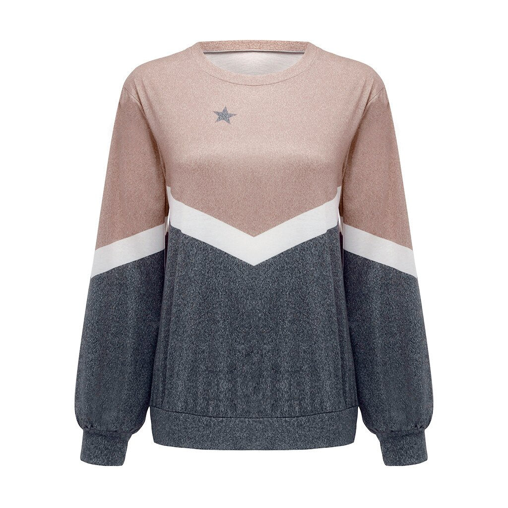 Women's Color block Star Graphic Pullover Sweatshirt