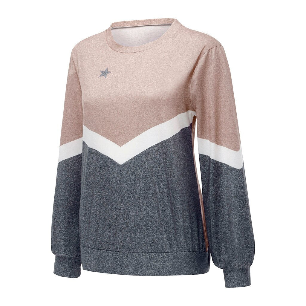 Women's Color block Star Graphic Pullover Sweatshirt