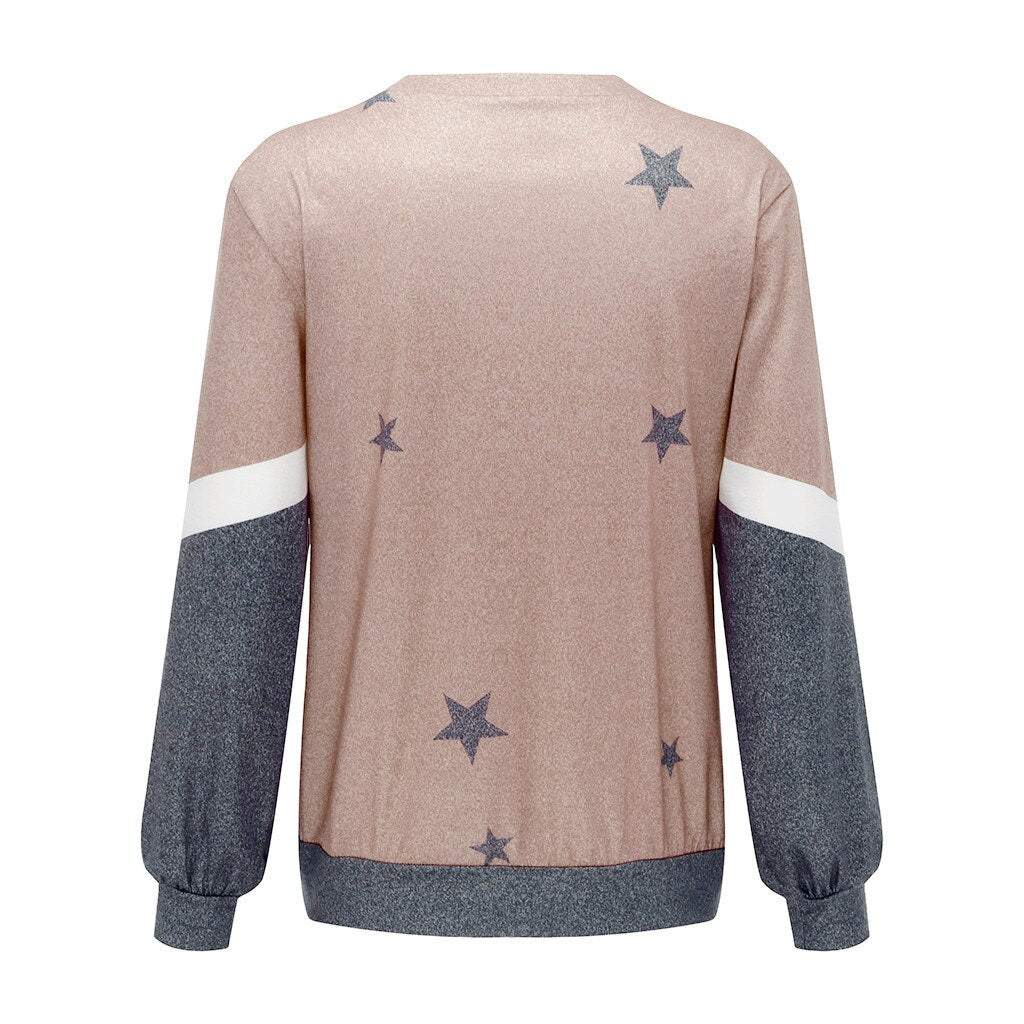 Women's Color block Star Graphic Pullover Sweatshirt